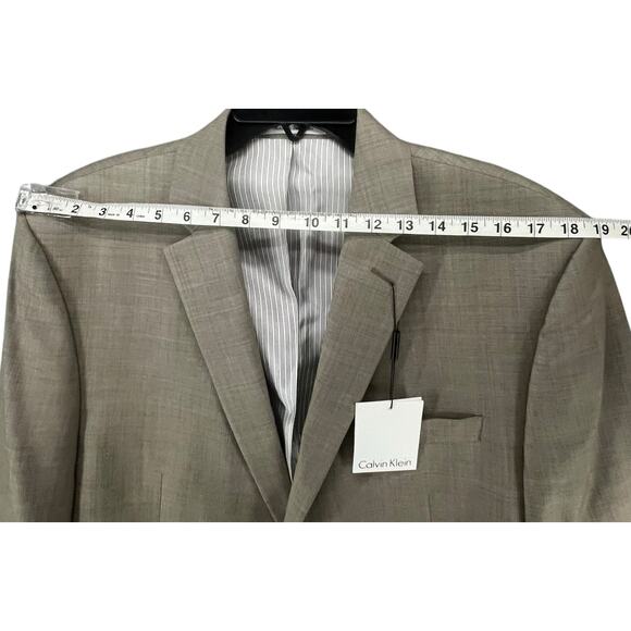 Calvin Klein Blazer Mens 42 Long Tan 100% Wool Suit Jacket Sport Coat New - Picture 4 of 15